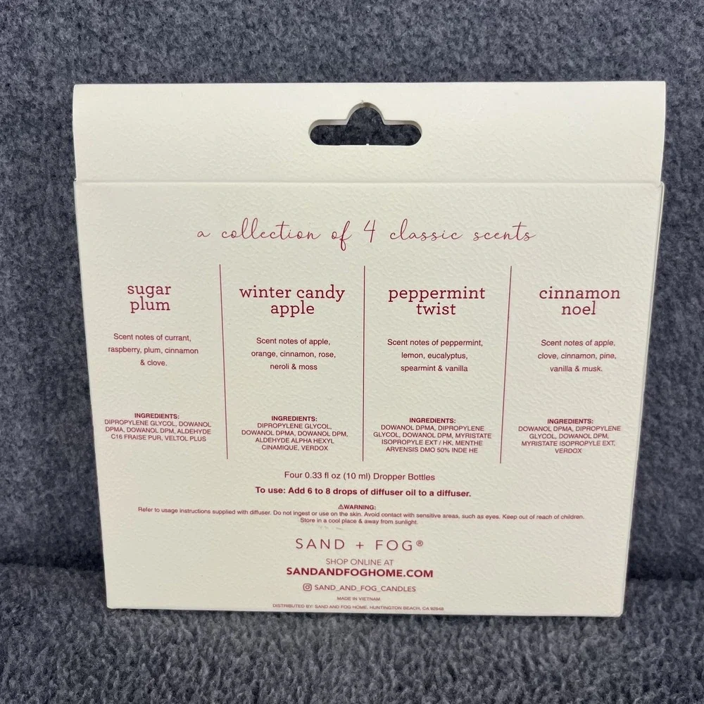 SAND + FOG Fragrance Diffuser oils Collection of ‎ 4 Classic Holiday scents